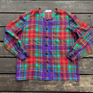 Valentino vintage silk button up plaid shirt